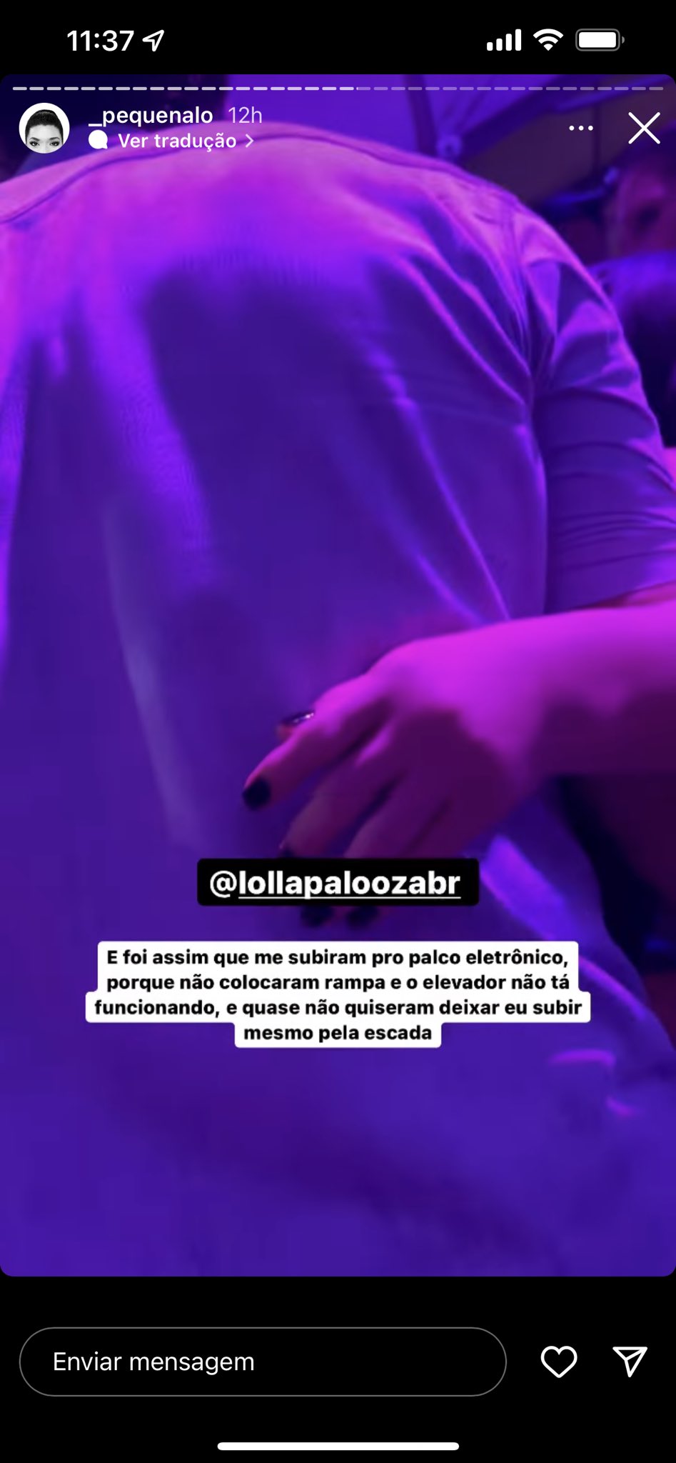 Pequena Lô faz denúncias ao festival Lollapalooza após críticas de falta de acessibilidade