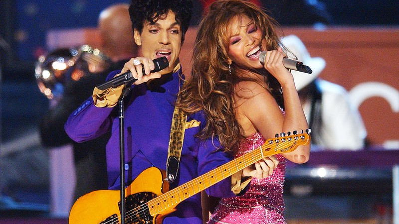 Prince e Beyoncé no palco do Grammy Awards