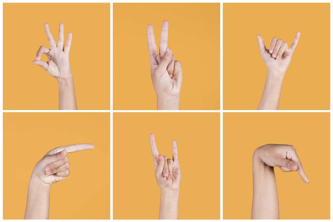 Mãos interpretam linguagem de sinais