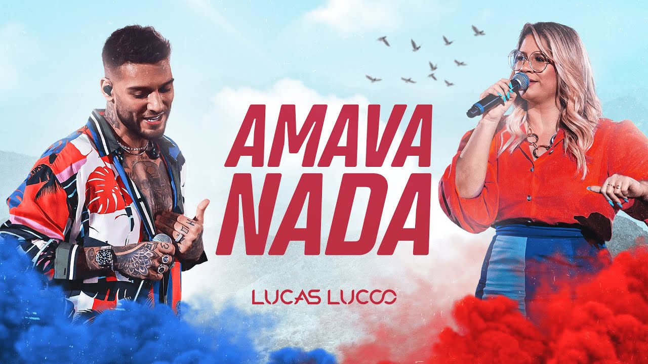 Lucas Lucco e Marília Mendonça em poster promocional do single Amava Nada