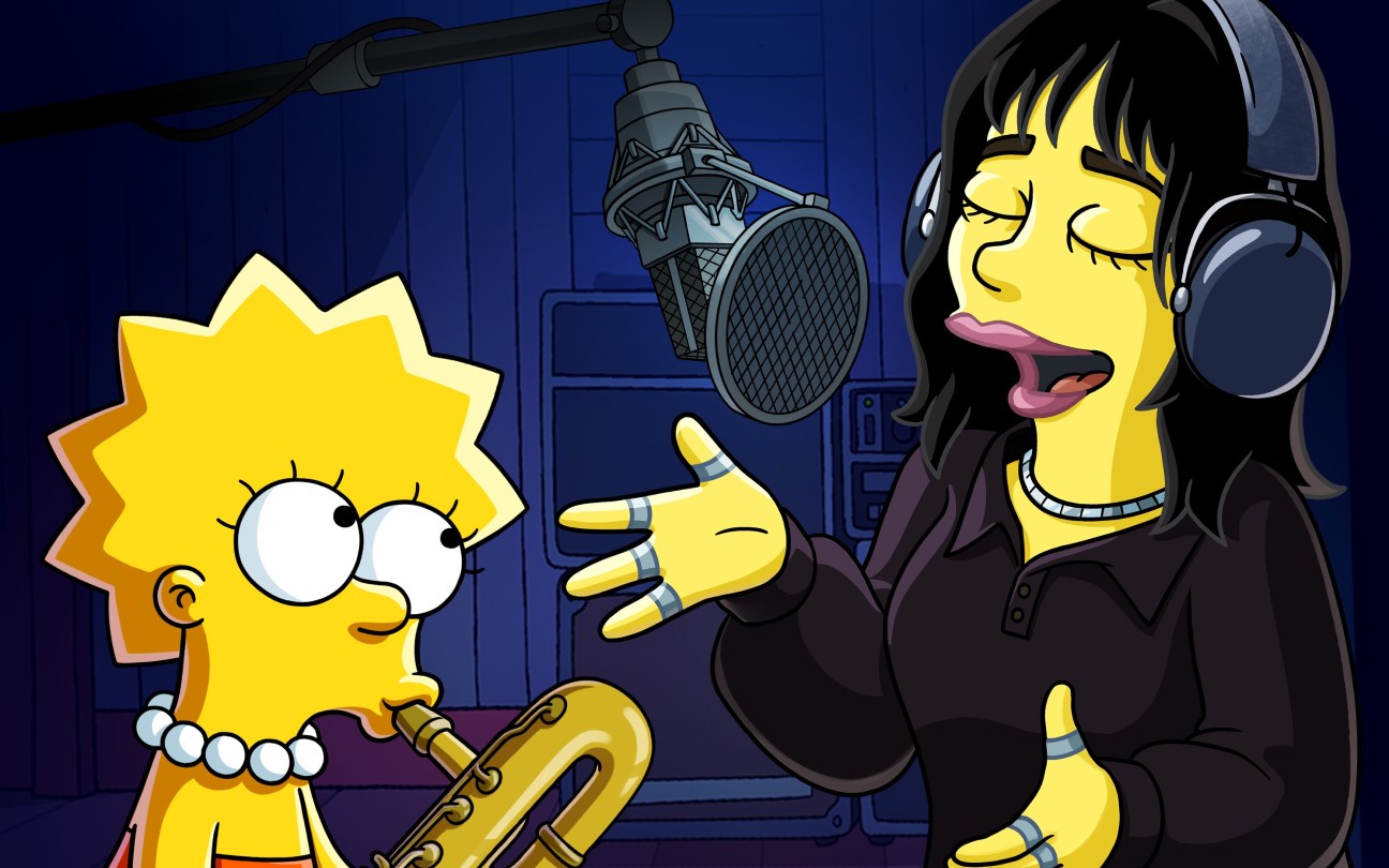 Lisa Simpson e Billie Eilish em cena de Os Simpsons