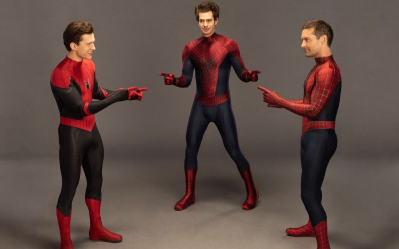 Tom Holland, Andrew Garfield e Tobey Maguire nos bastidores de Homem-Aranha: Sem Volta para Casa