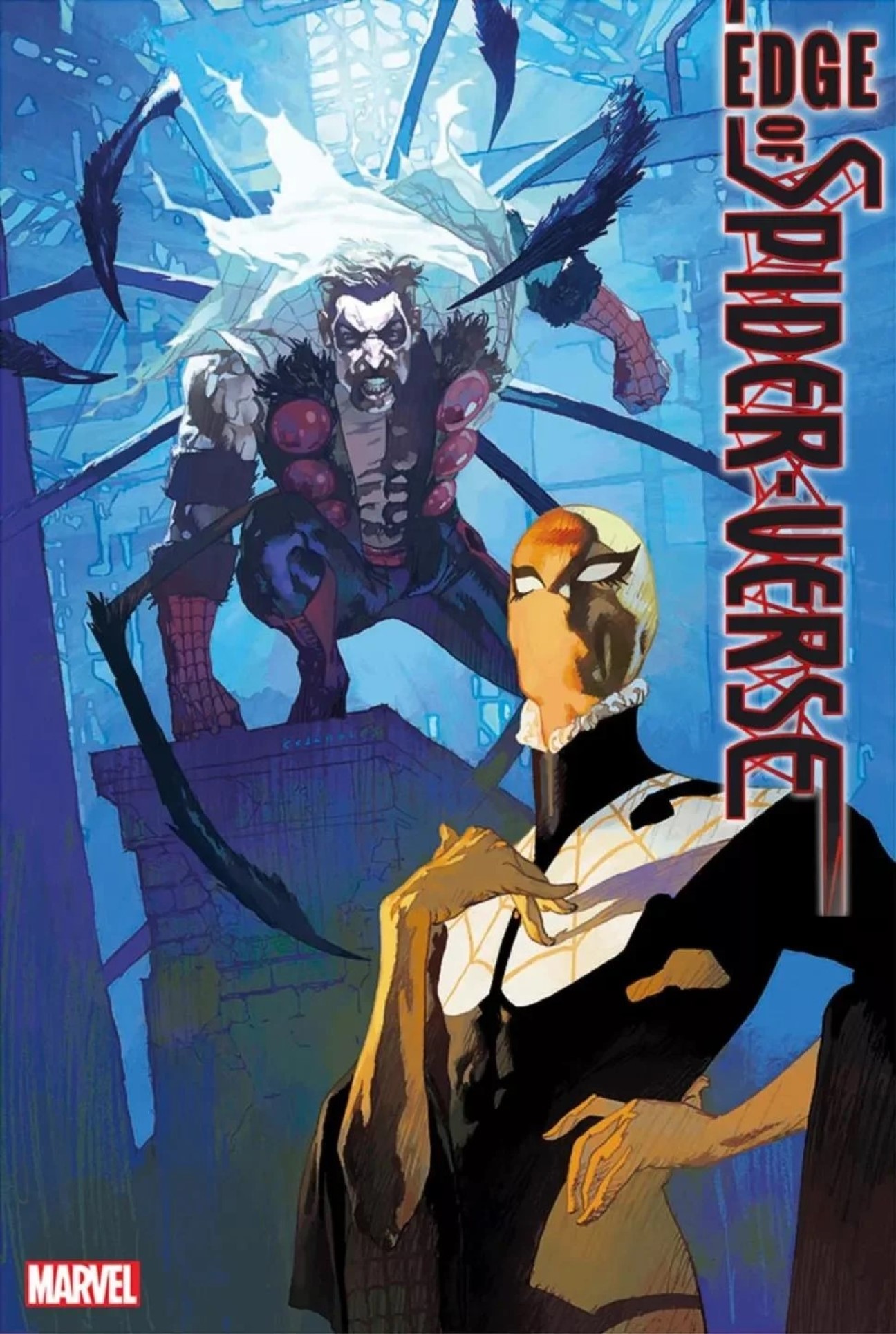 Hunter-Spider e Web-Weaver na capa de Spider-Verse #5